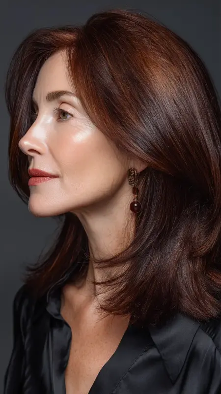 Mid-Length Sleek Cut with Glass Shine Finish - Shoulder Length Hairstyles For Women Over 60