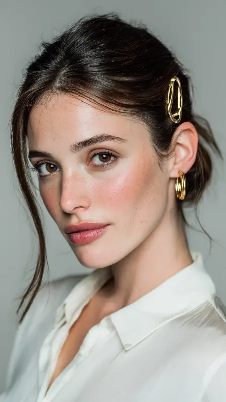 Middle Part with Sleek Claw Clip - Straight Hairstyles