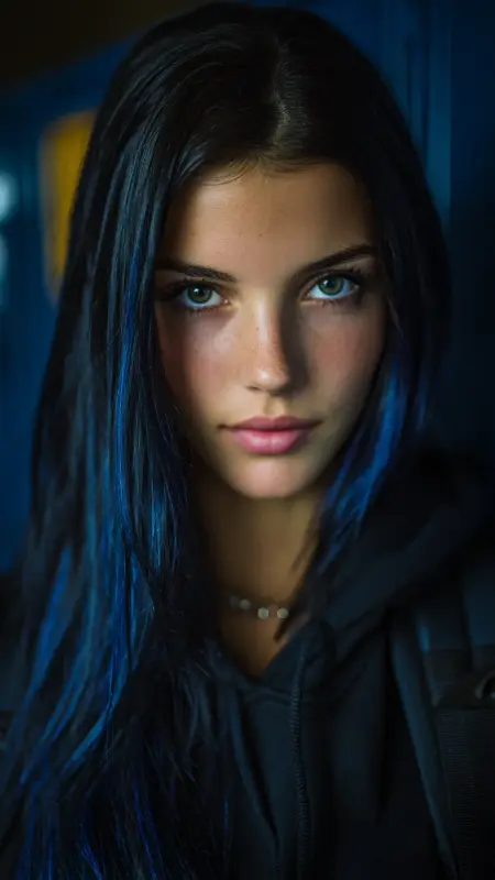 Midnight Blue Gloss on Straight Hair - Hair color ideas for school