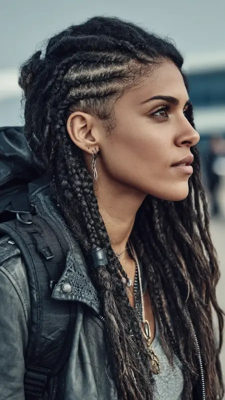Mini Braids with Tapered Sides - Airport Hairstyles for Short Hair