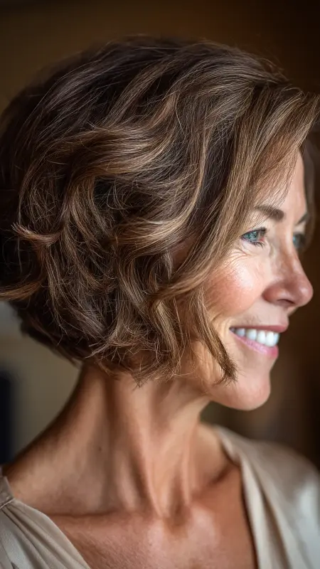Modern Curled Lob - medium length hair for women over 50