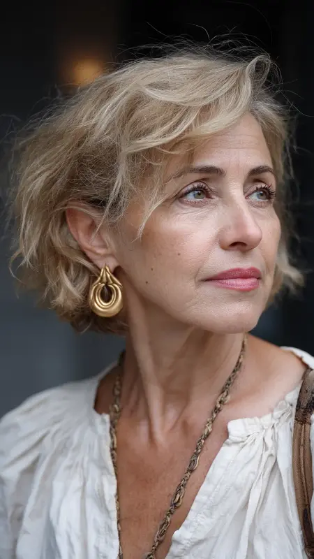 Modern French Bob - Short hairstyles for women over 60 with wavy hair