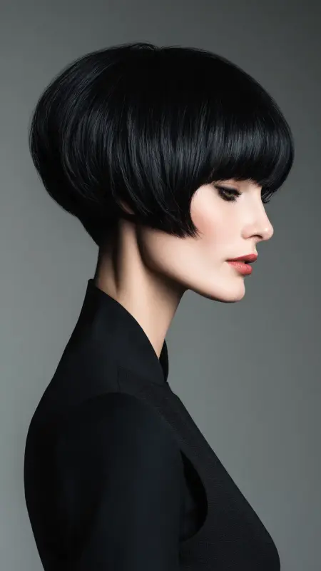 Midnight Chic: The Modern Mushroom Cut - Mushroom Haircut