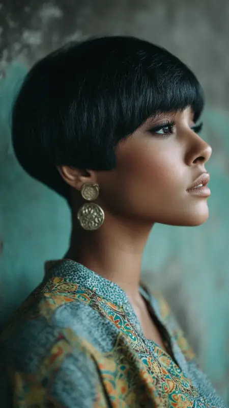 Chic & Sleek: The Black Mushroom Cut Redefined - Mushroom Haircut