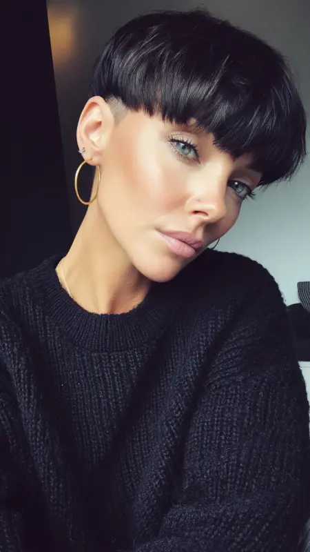Midnight Elegance: The Chic Mushroom Cut - Mushroom Haircut
