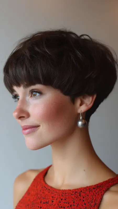 Chic Chestnut Cap: The Textured Mushroom Cut - Mushroom Haircut