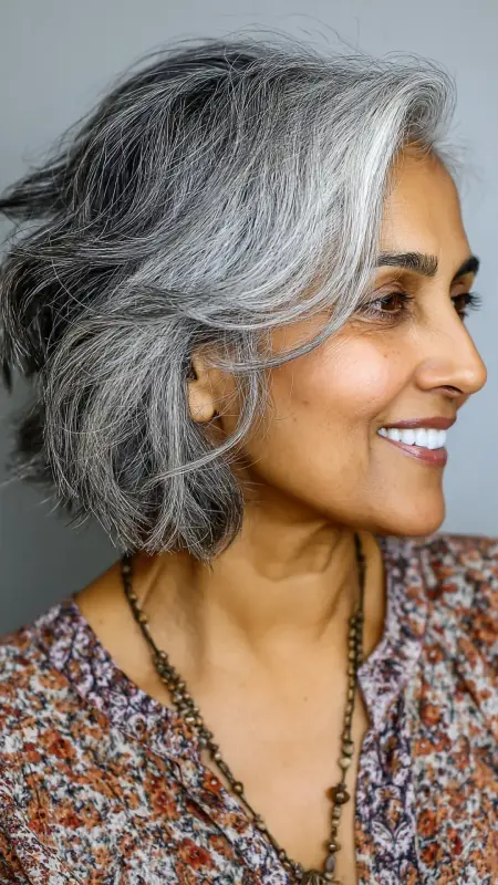 Natural Textured Bob - Hairstyles for 80 year old women