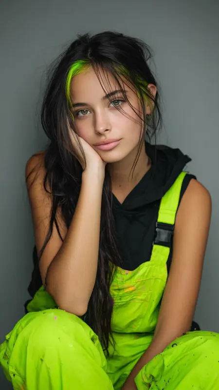 Peekaboo Neon Green Underlayer - Hair color ideas for school