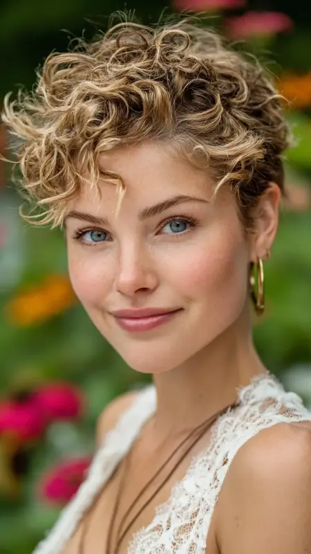 Permed Pixie with Halo Highlight - Permed pixie hairstyles