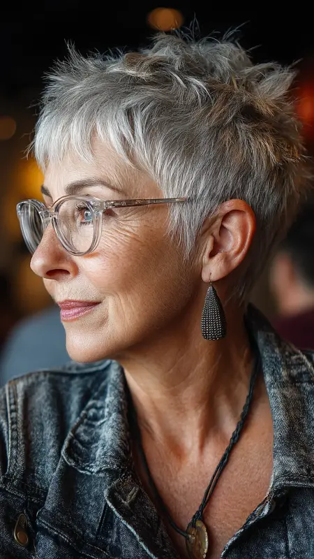 Piecey Pixie with Fringe - Short pixie hairstyles for older women