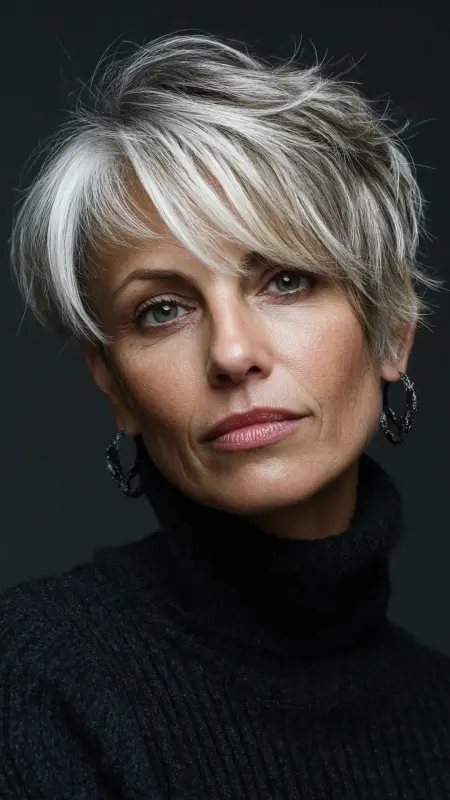 Pixie Bob with Tapered Sides - Hairstyles For Women Over 50 With Thinning Hair