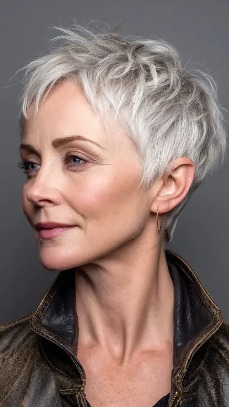 Pixie Cut with Long Top Layers - Haircuts For Women Over 50 With Fine Hair