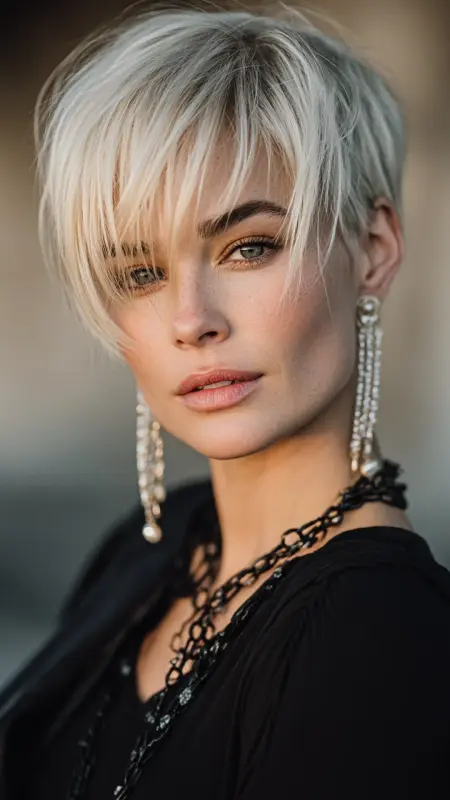 Pixie Cut with Side-Swept Bangs - Youthful haircuts