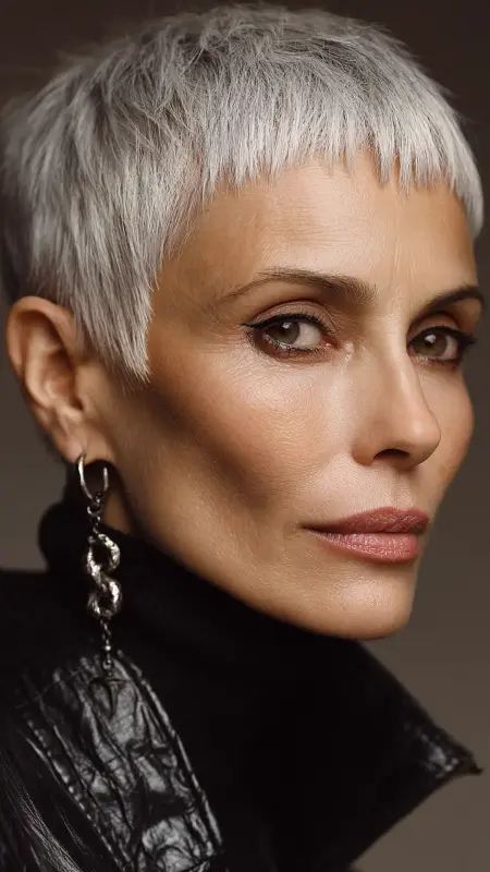 Pixie with Baby Bangs - pixie haircuts for women over 60