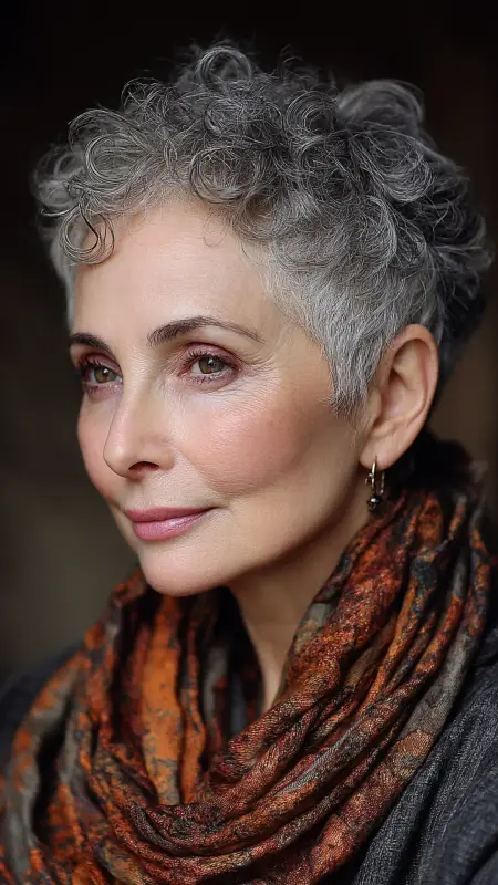 Pixie with Curled Top - Pixie Cut Hairstyles For Older Women