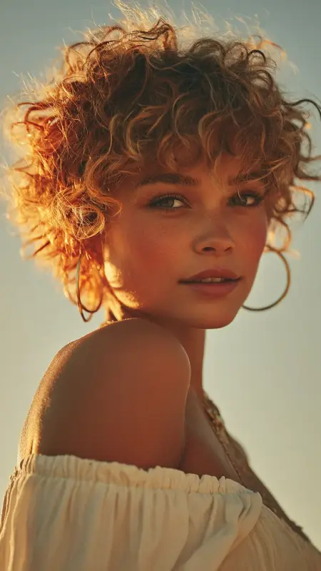 Pixie with Halo Highlights - Short curly pixie haircuts