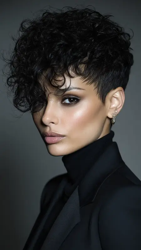 Pixie with Layered Taper and Defined Top - Short pixie haircuts for curly hair