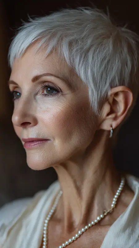 Pixie with Soft Sideburns - Pixie Cut Hairstyles For Older Women
