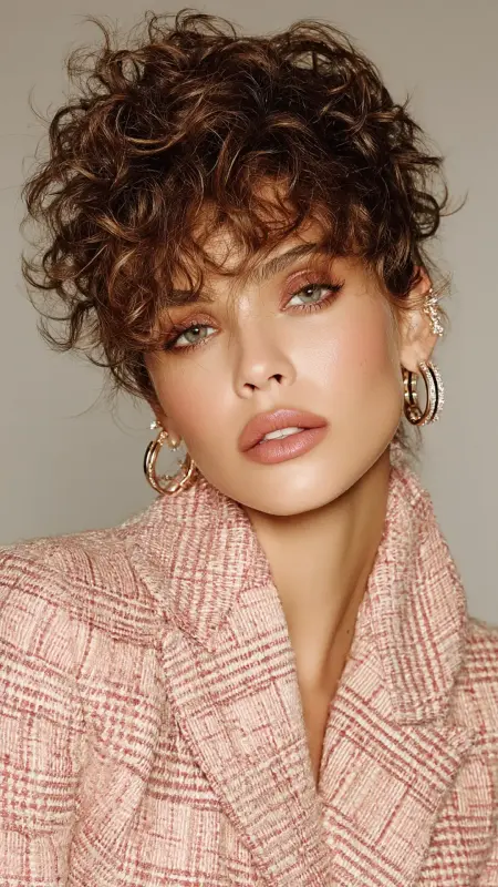 Playful Pixie with Fluffed Crown - Short pixie haircuts for curly hair