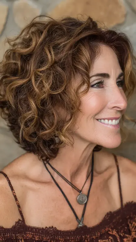 Playful Shoulder-Length Curls - Sassy hair older women