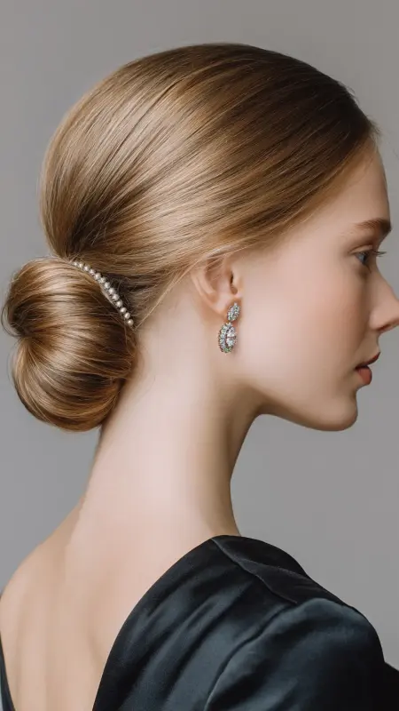 Polished Chignon 30-year-old woman low chignon - Timeless haircut