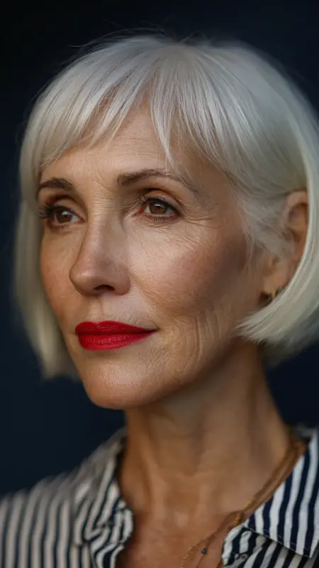 Polished French Bob - Short white hair for older women