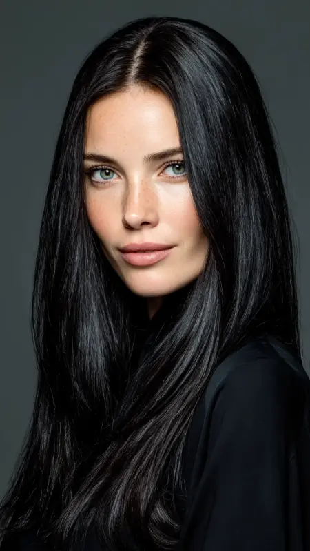 Polished Long Hair with Middle Part - Long Haircuts For Women Over 40
