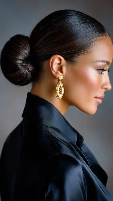 Polished Low Straight Bun - Straight Hairstyles