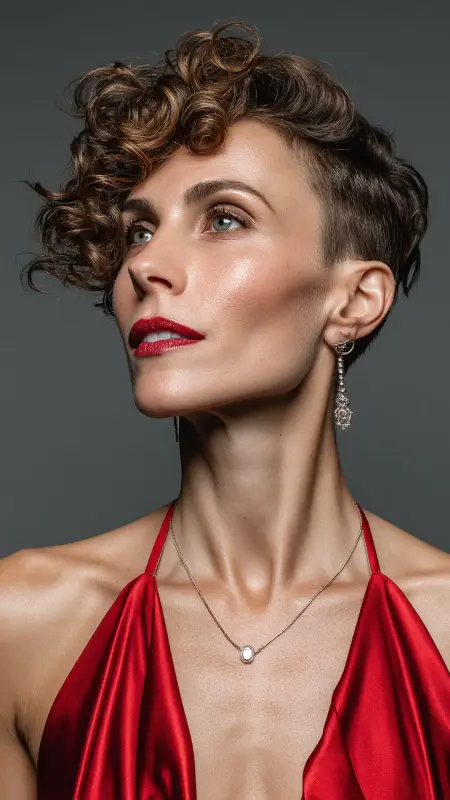 Polished Pixie with Slicked Sides - Short pixie haircuts for curly hair