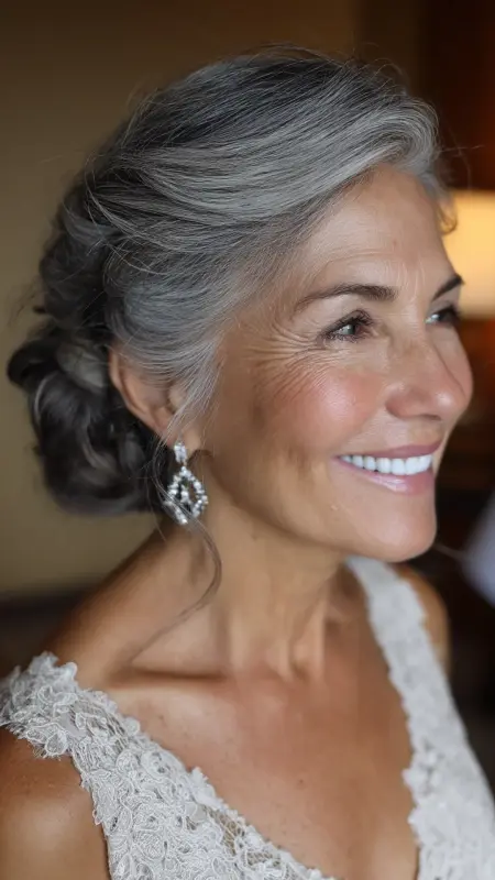 Polished Side Bun - Hairstyles for 80 year old women