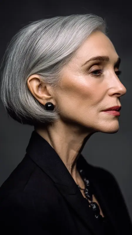 Polished Sleek Bob - Hairstyles for women over 70 with thinning hair