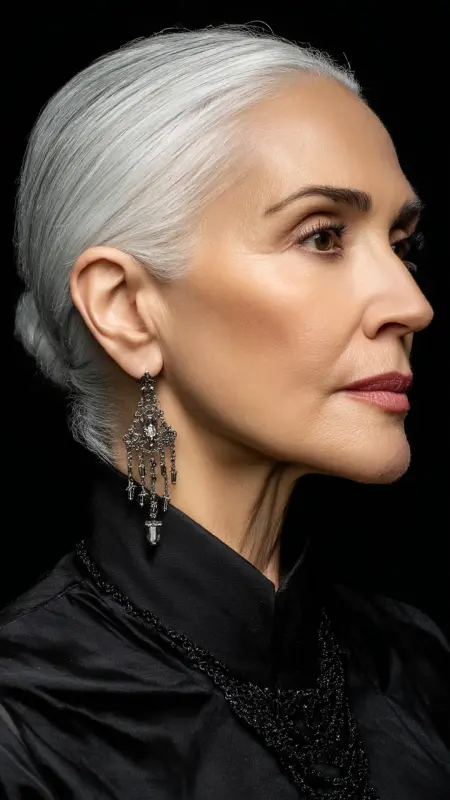 Polished Slick-Back - Short white hair for older women