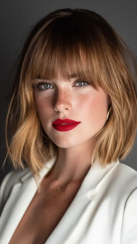 Power Blowout with Structured Curtain Bangs - Blowout with curtain bangs