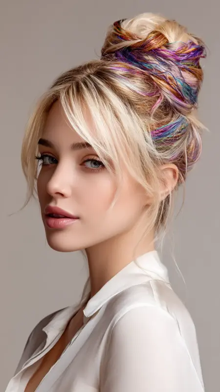 Radiant Prism Bun: A Spectrum of Elegance - Prism Hair