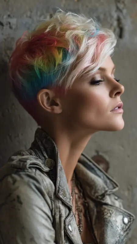 Dazzling Dreamscape: Short Waves with Rainbow Glimmers - Prism Hair