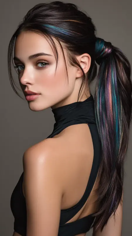 Spectral Elegance: A Daring Ponytail Adventure - Prism Hair