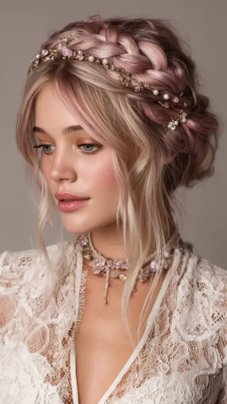 Enchanting Pastel Prism Braid: An Ethereal Updo - Prism Hair