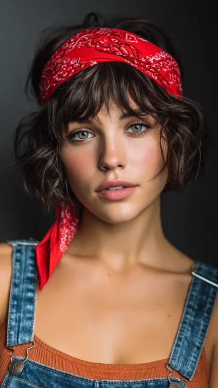 Retro Bob with Bandana Wrap - Retro bob hairstyles