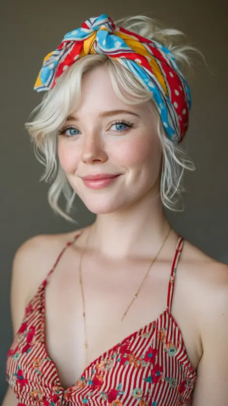 Rolled Under Bob with Headscarf - Vintage bob hairstyle