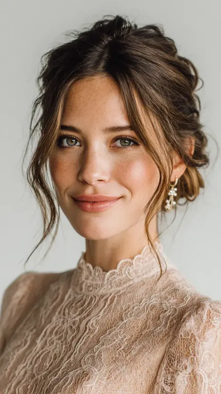 Romantic Updo with Face-Framing Tendrils - Timeless haircut