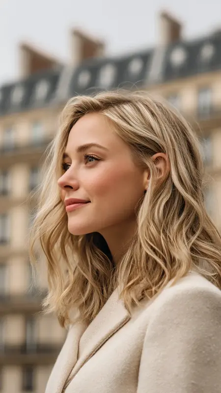 Rooted Pearl Blonde - Soft Glam Waves - Old money hair color