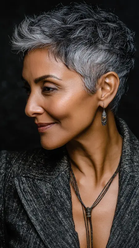 Salt-and-Pepper Pixie Cut - Short Haircuts For Black Women Over 50