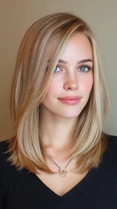 Sandy Beige Straight Cut - Low maintenance hair color