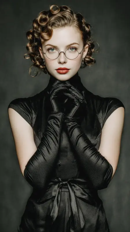 Sculpted Finger Waves on Curls - short curly hair with glasses