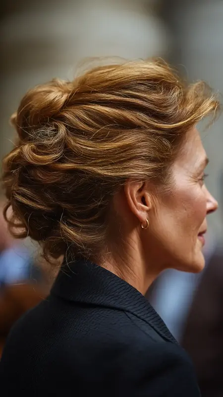 Sculpted French Twist - gray hair styles for women over 50