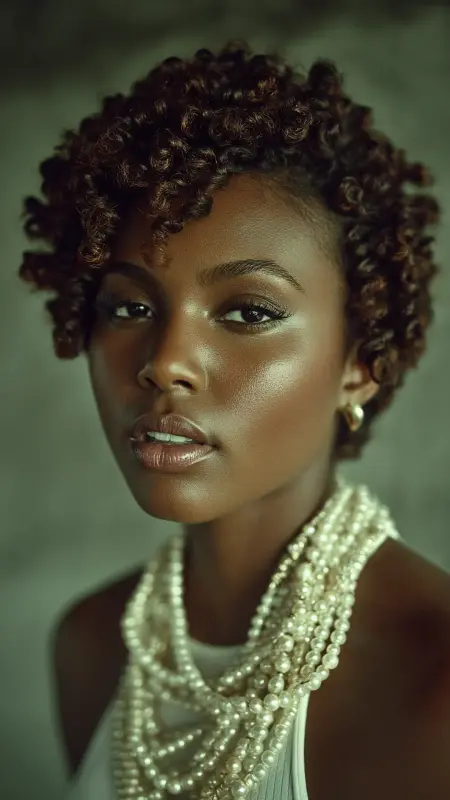 Sculpted Pixie with Tight Coils - Short curly pixie haircuts