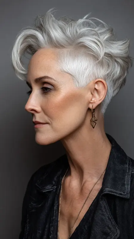 Sculpted Pixie with Undercut Nape - Pixie hairstyles for older women over 60