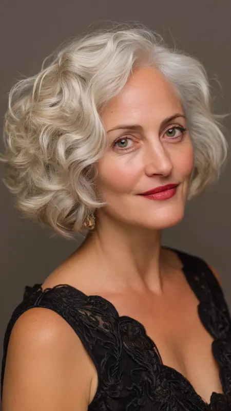 Sculpted Wavy Bob - Short hairstyles for women over 60 with wavy hair