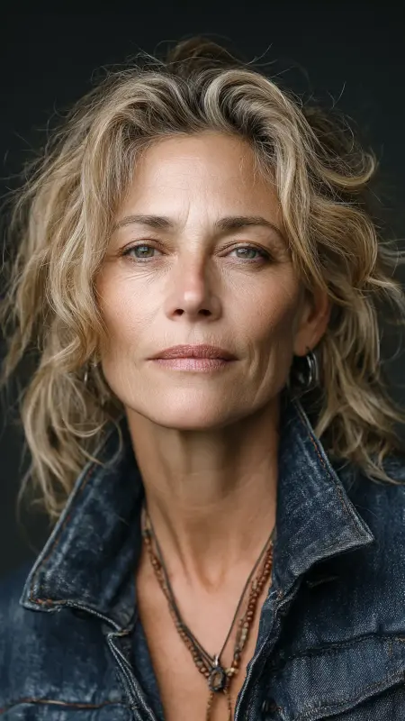 Shag with Undone Waves and Center Part - Shaggy Hairstyles For Women Over 50