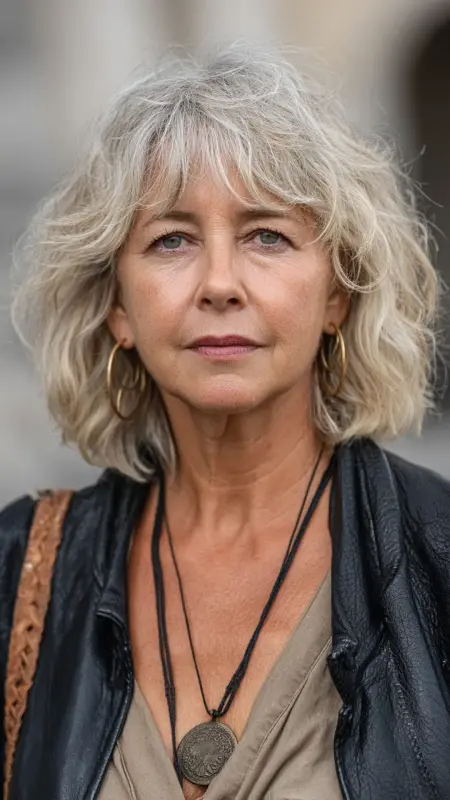 Shaggy Bob with Choppy Layers - Medium Length Bob Haircuts For Women Over 50